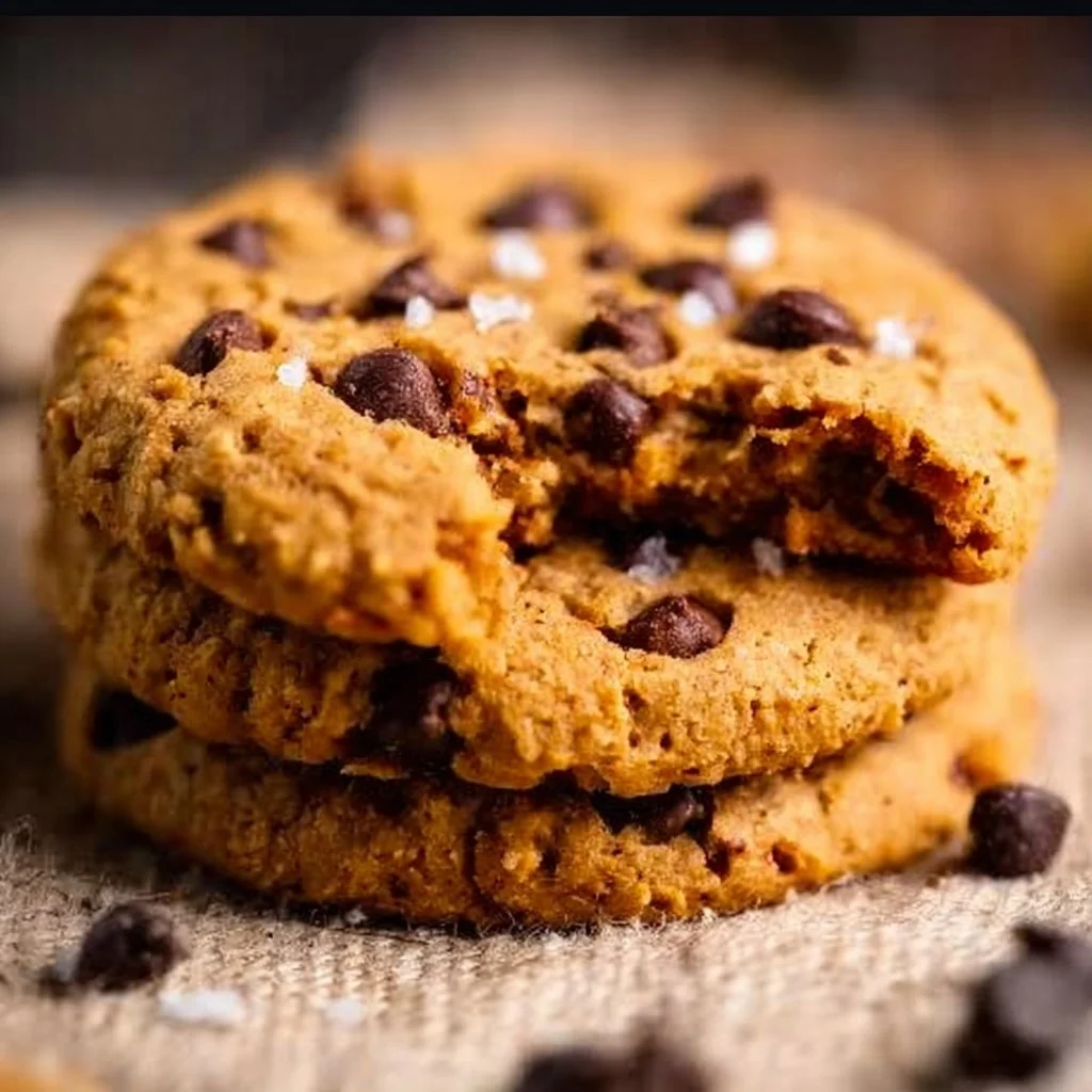 Delicious homemade chickpea cookies on a wooden table.