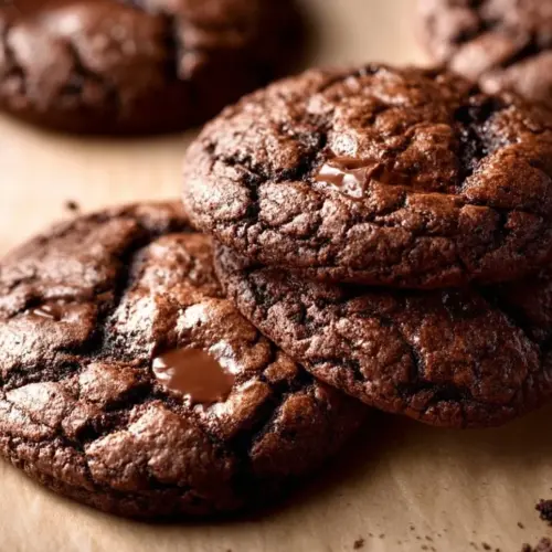 Delicious chocolate brownie cookies stacked on a plate