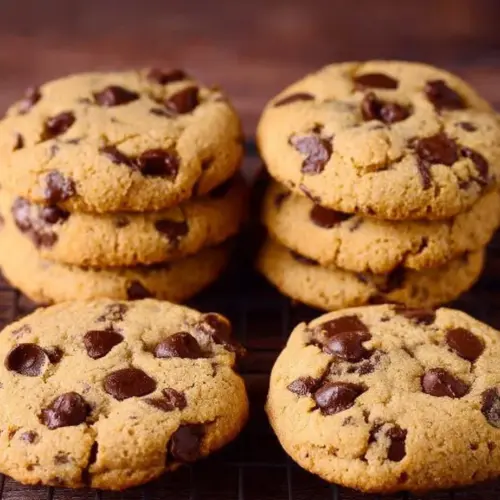 Delicious homemade Chocolate Chip Cookies fresh out of the oven.