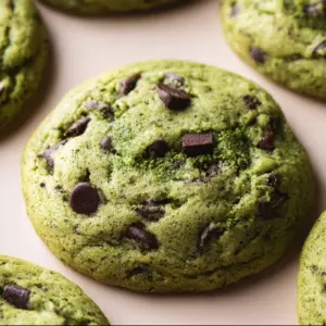 Chocolate chip matcha cookies with green tea and chocolate chips