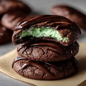 Delicious homemade Chocolate Mint Cookies with chocolate chips and mint frosting
