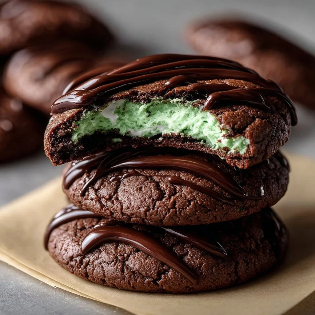 Delicious homemade Chocolate Mint Cookies with chocolate chips and mint frosting
