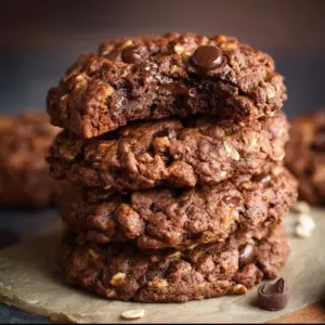 Delicious homemade chocolate oatmeal cookies on a plate