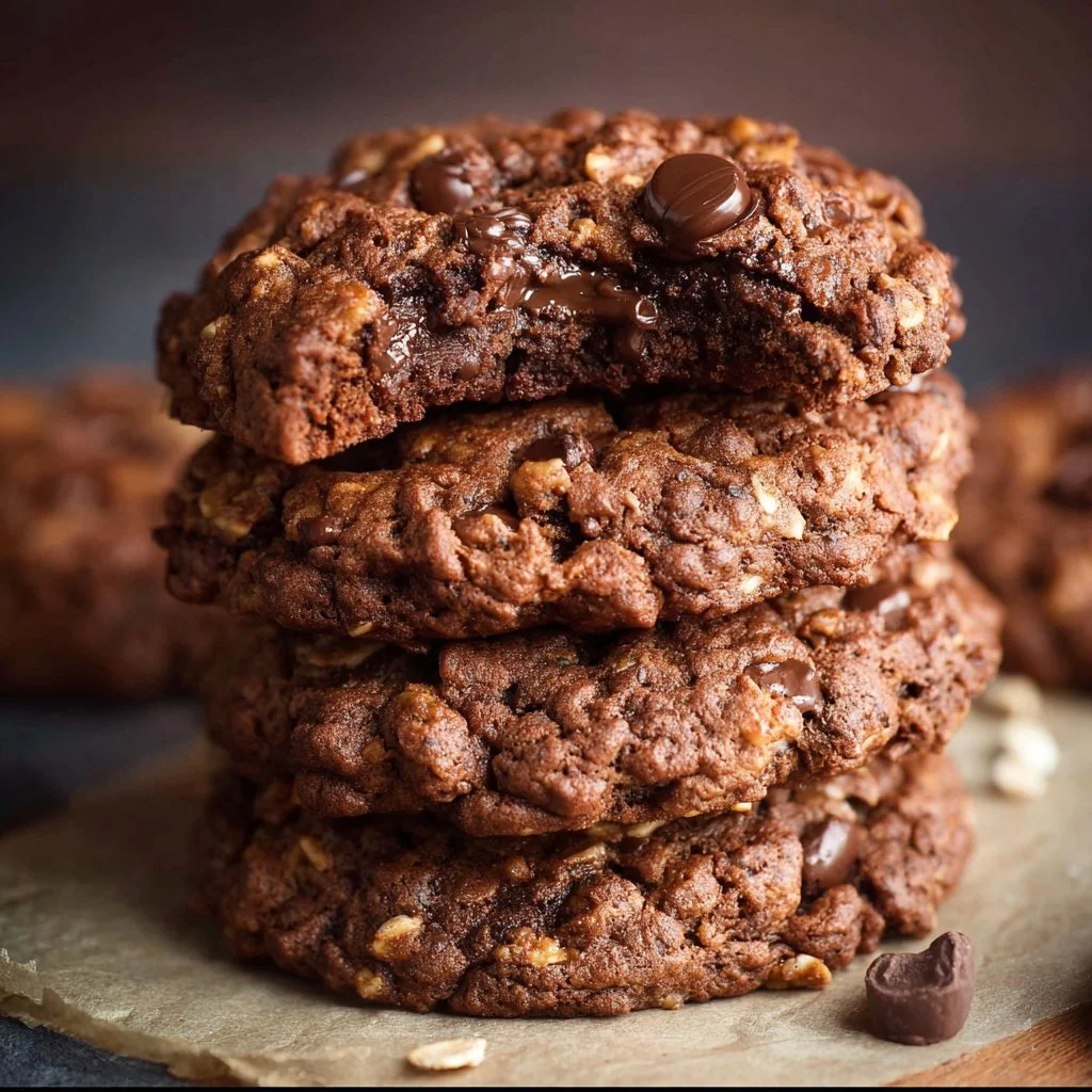 Delicious homemade chocolate oatmeal cookies on a plate