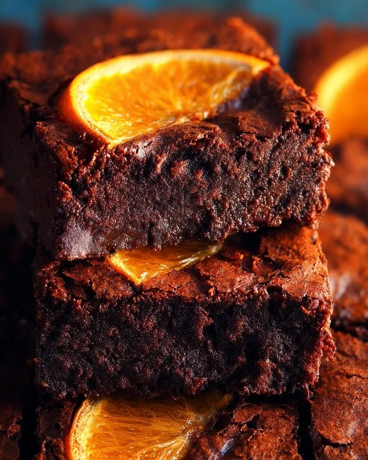 Delicious Chocolate Orange Brownies on a plate