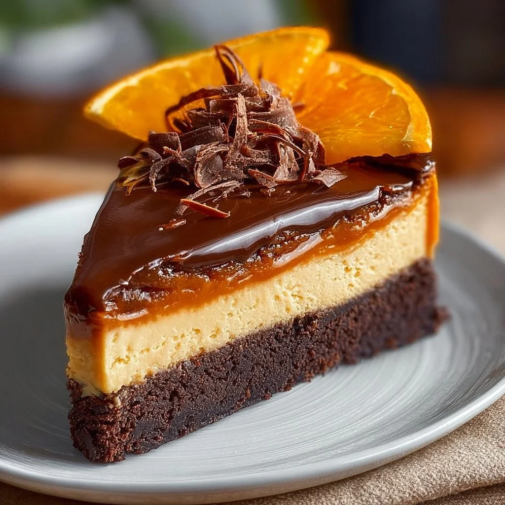 Delicious Chocolate Orange Cheesecake with chocolate and orange zest toppings