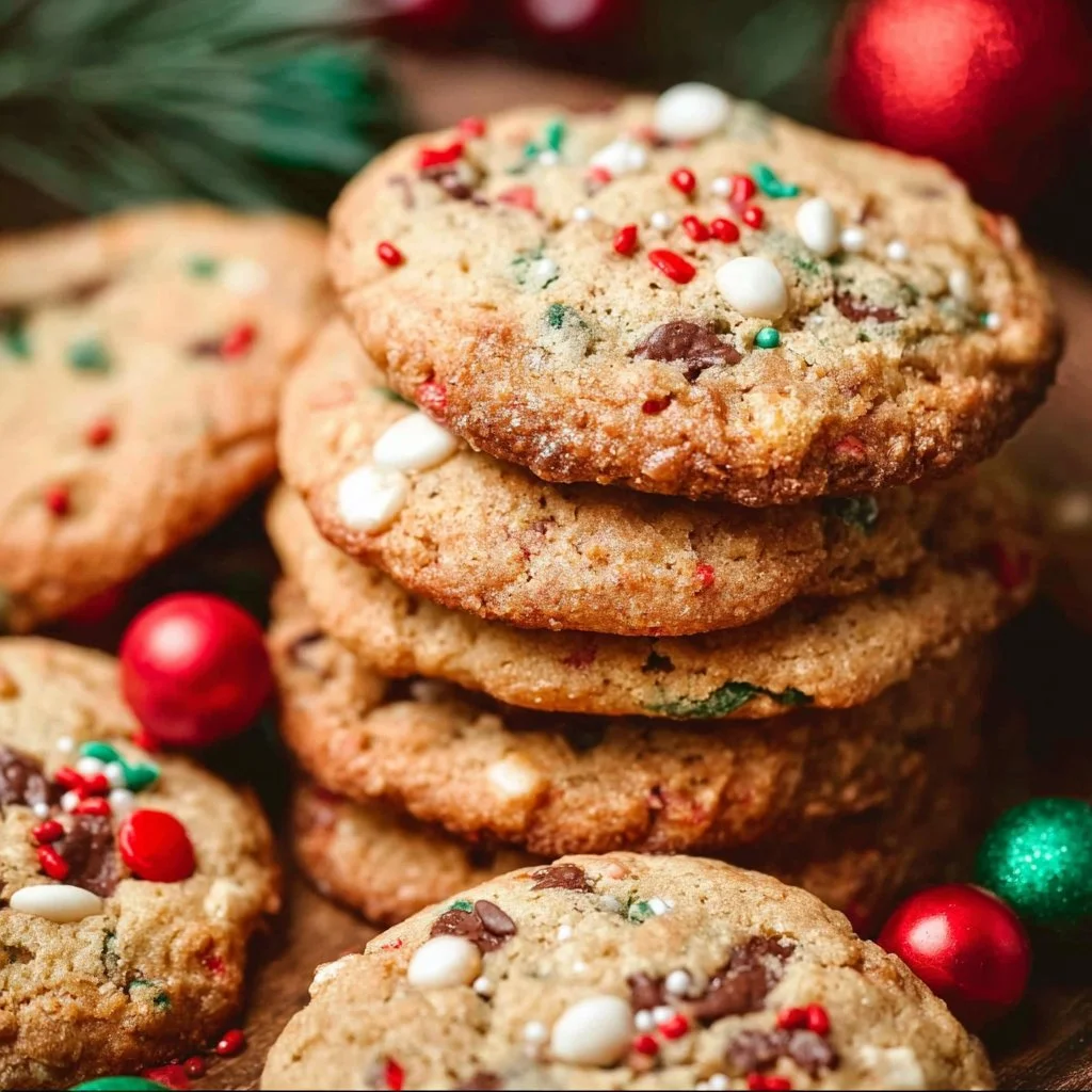 Festively decorated Christmas cookies on a plate ready for the holidays.