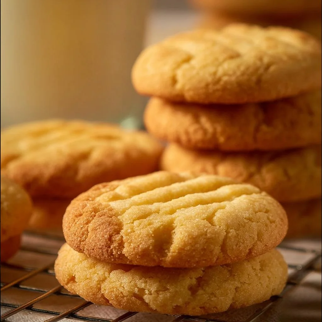 Delicious homemade condensed milk cookies on a baking tray