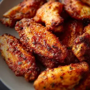 Crispy air fryer chicken wings served with dipping sauce
