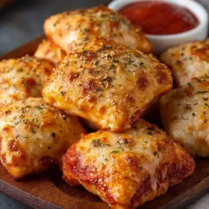 Crispy air fryer pizza rolls cooked to perfection.