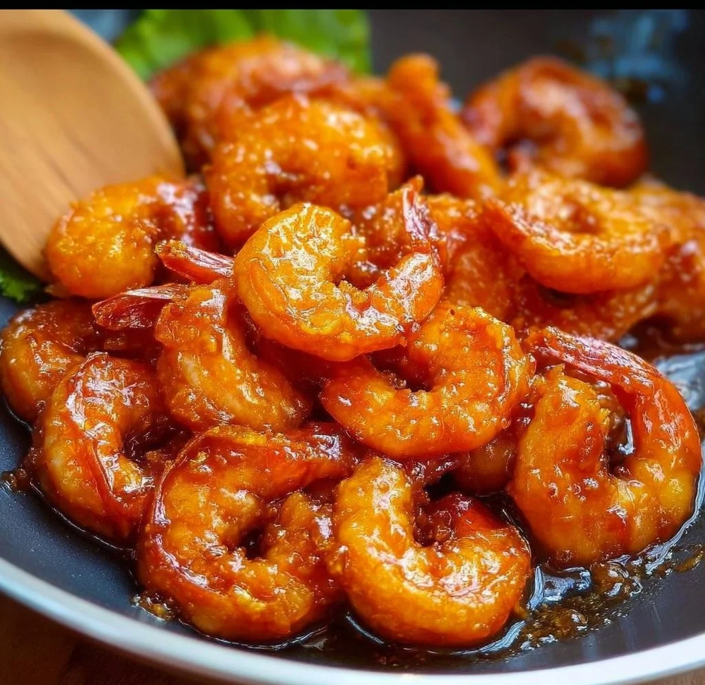 Crispy Orange Shrimp dish garnished with fresh herbs on a plate