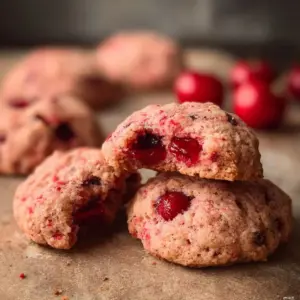 Delicious easy cherry cookies baked on a tray