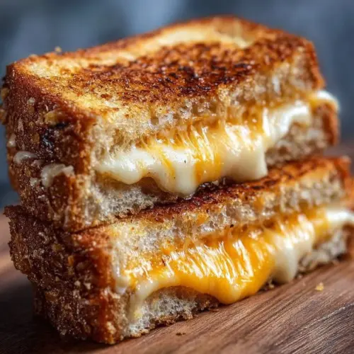 Easy crispy air fryer grilled cheese sandwich with golden crust