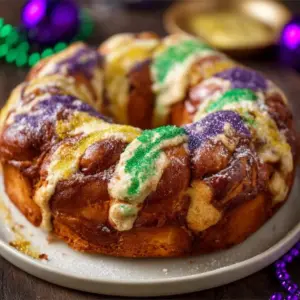 Easy homemade King Cake for Mardi Gras celebration