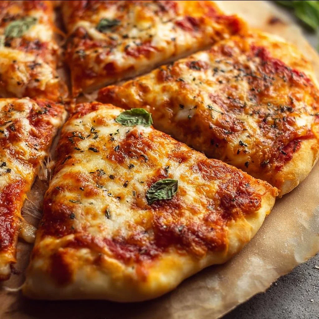 Extra cheesy homemade pizza topped with fresh ingredients and melted cheese