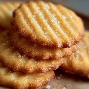 Delicious French salted butter cookies (sablés) displayed on a rustic wooden table.