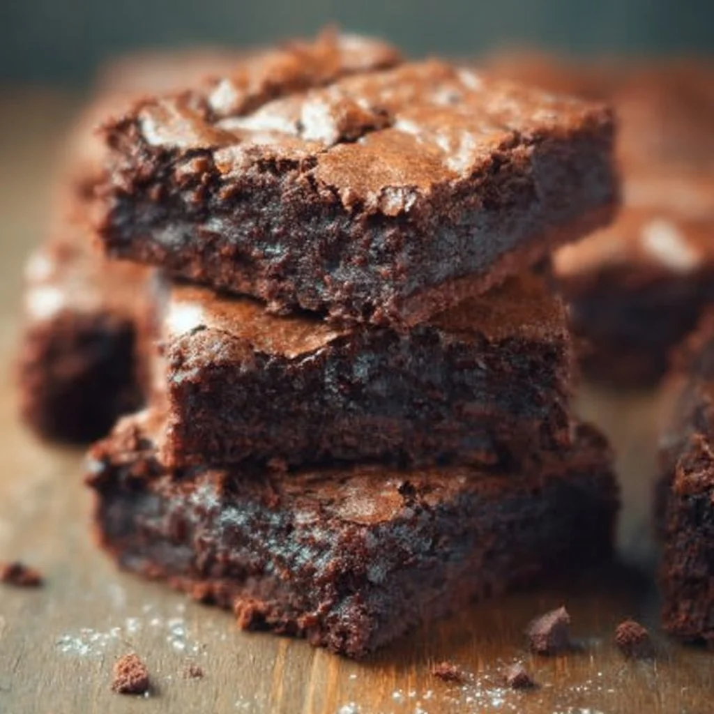Deliciously fudgy brownies served on a plate with chocolate drizzle.