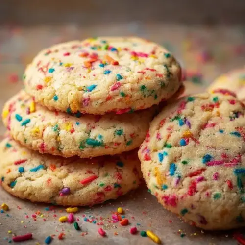 Baked Funfetti Cookies with colorful sprinkles on a plate