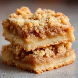 Homemade apple crisp shortbread bars with a delicious apple filling and crumb topping.