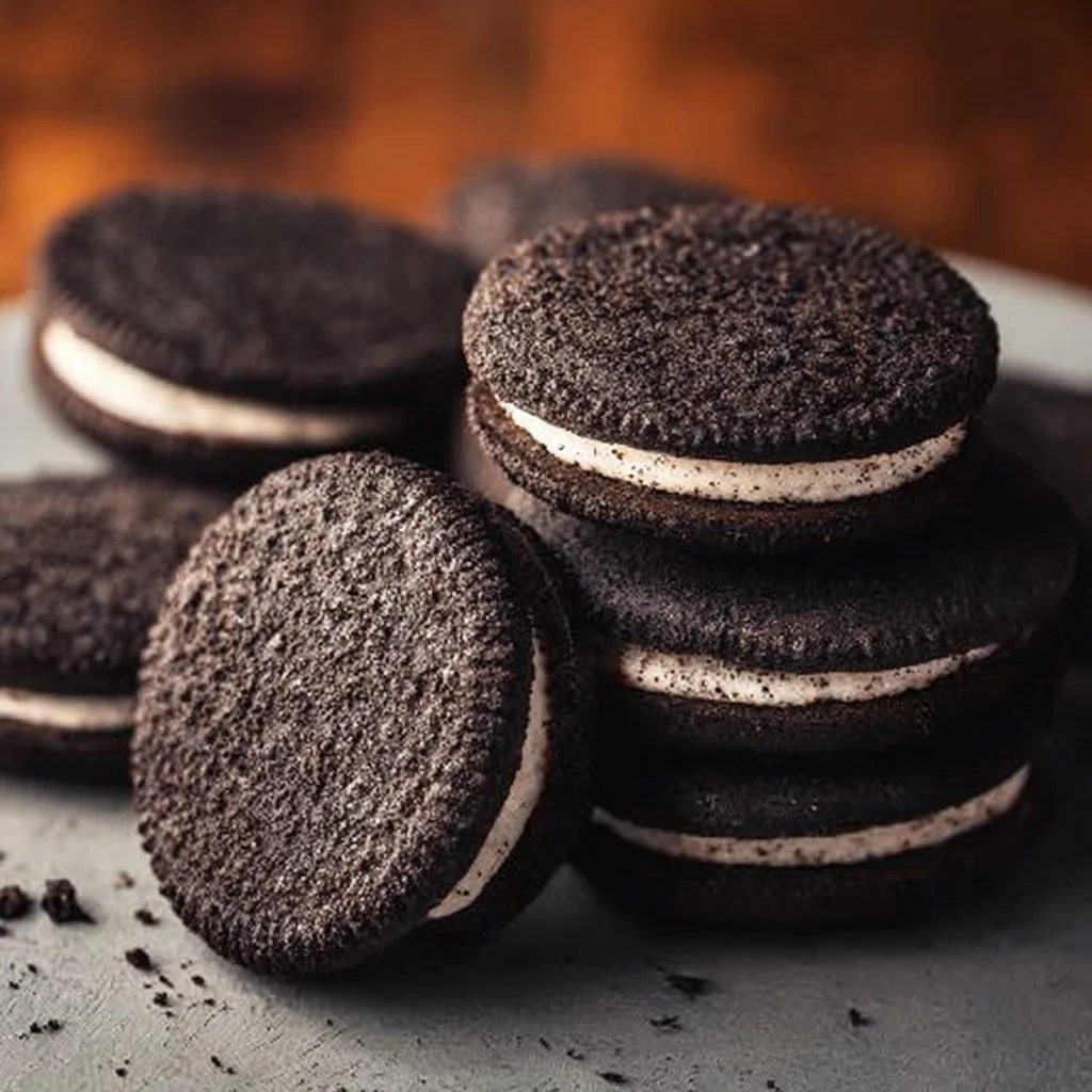 Delicious homemade Oreo cookies on a plate