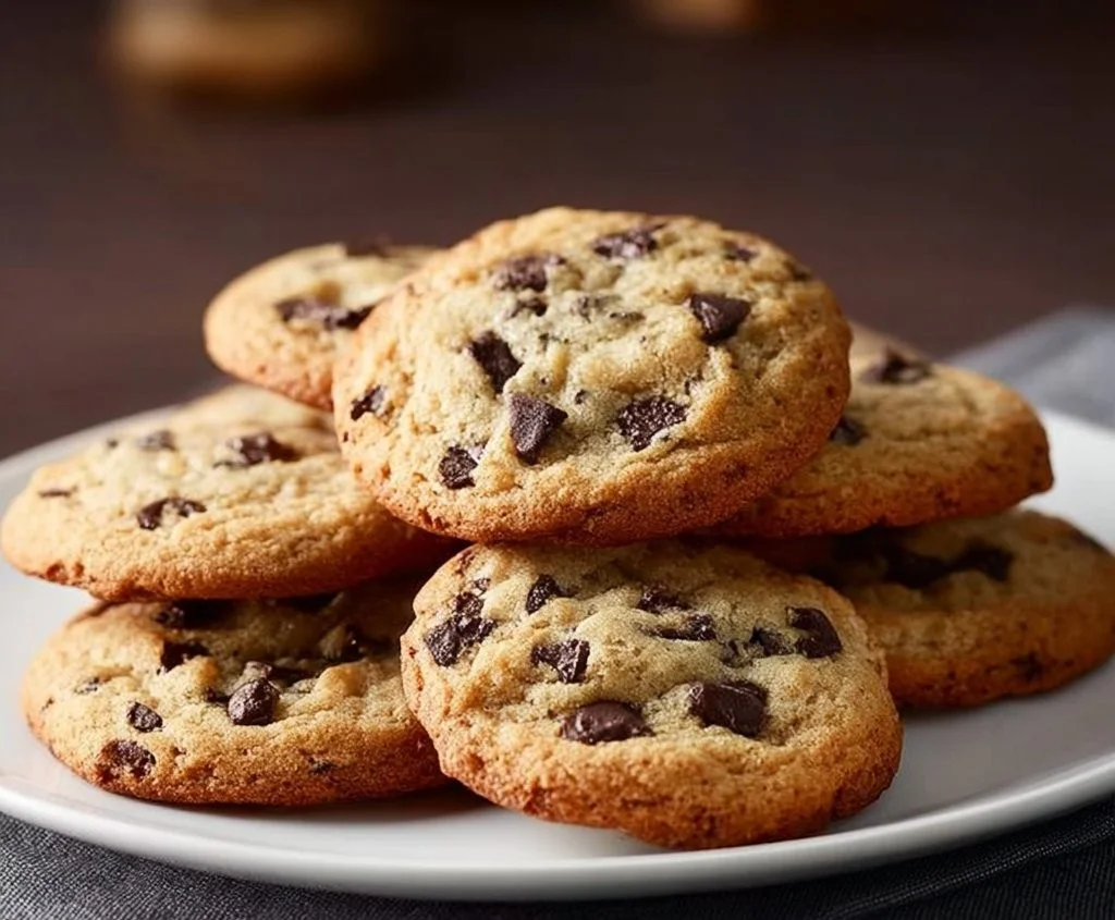 Freshly baked chocolate chip cookies on a cooling rack by Martha Stewart