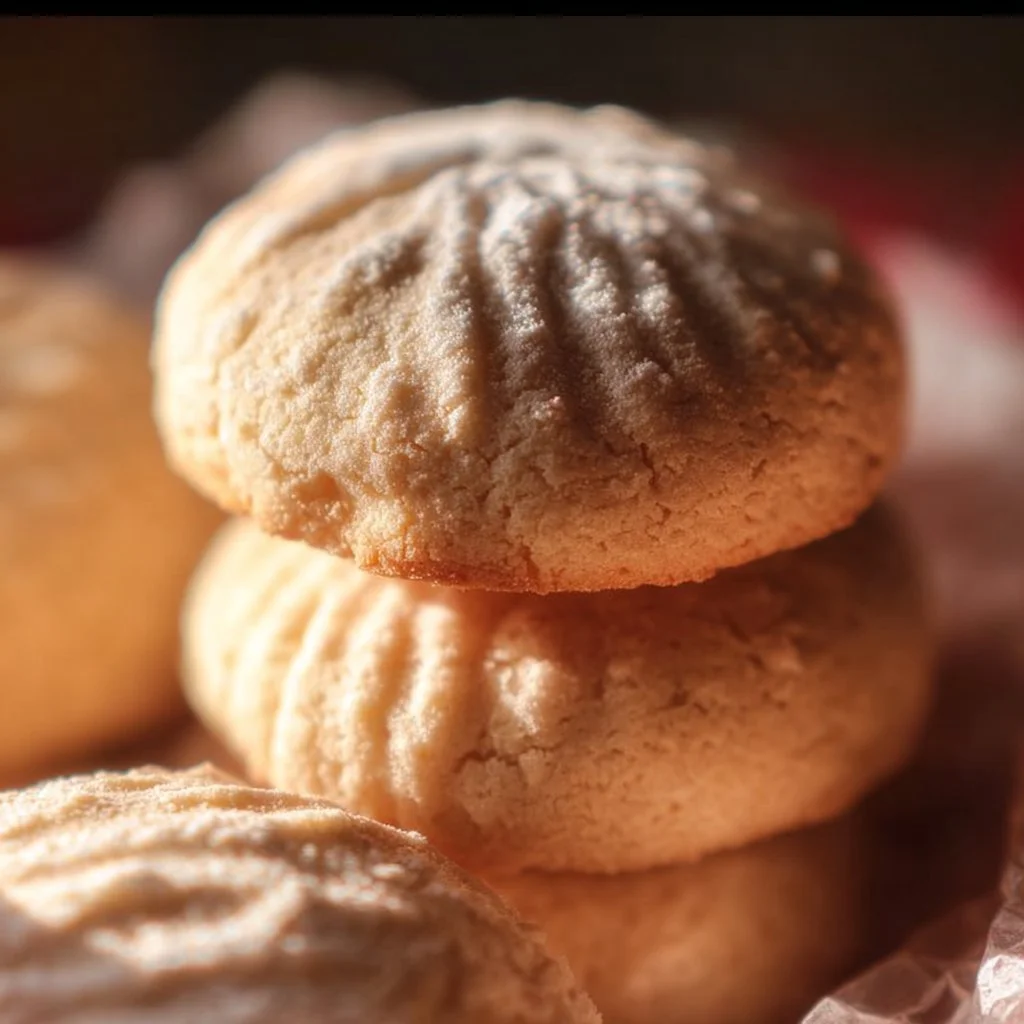 A plate of Melting Moments cookies, soft and buttery, ready to delight your taste buds.