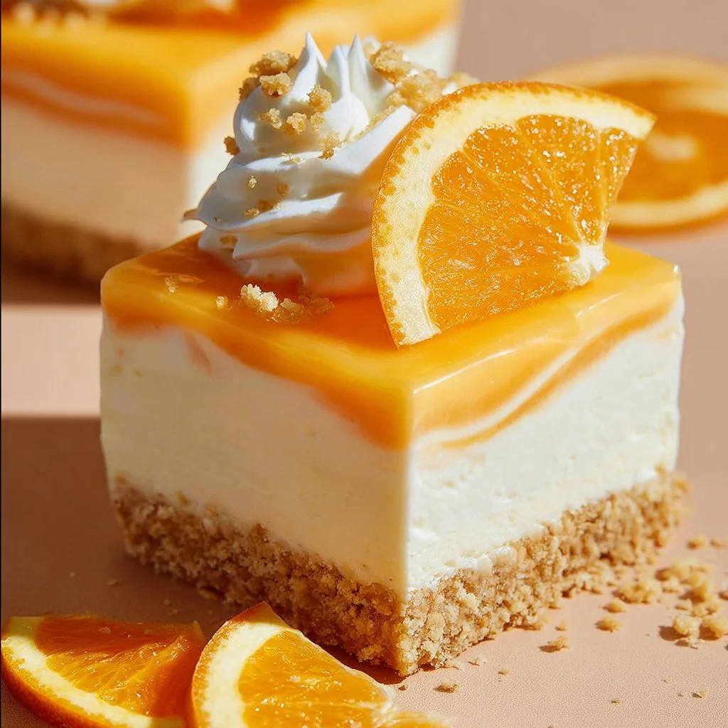 No-bake orange creamsicle dessert with creamy layers and orange flavor