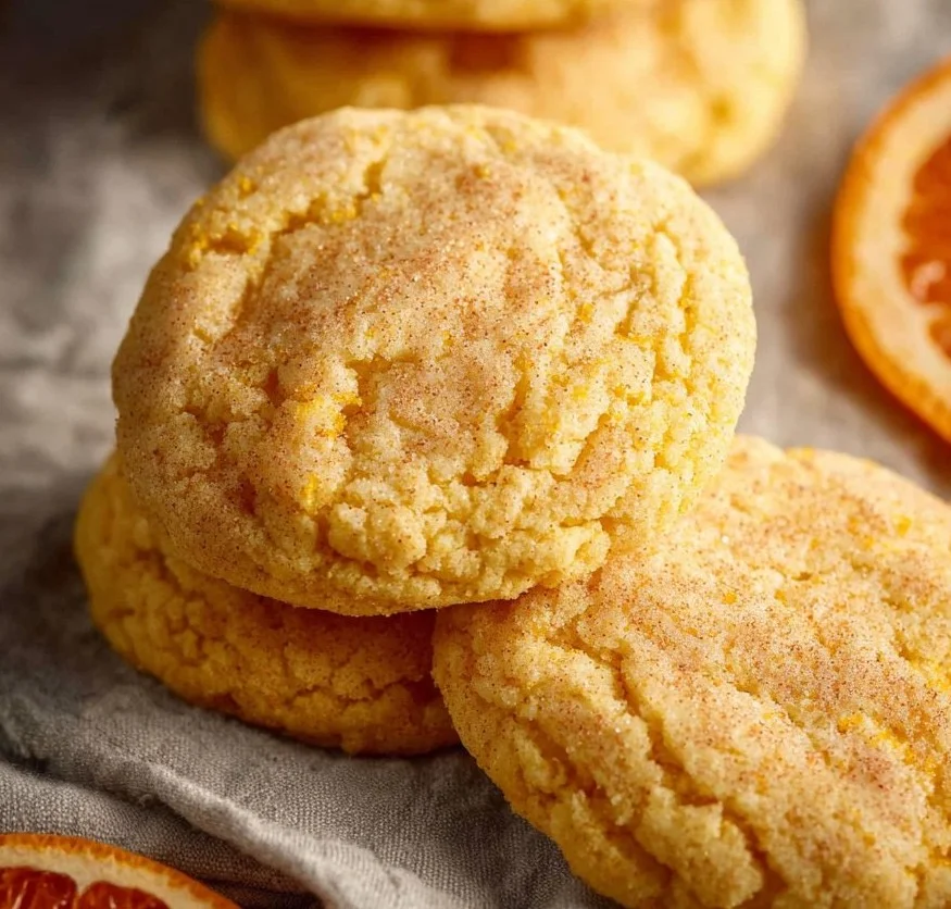 Freshly baked orange cookies with a citrus aroma