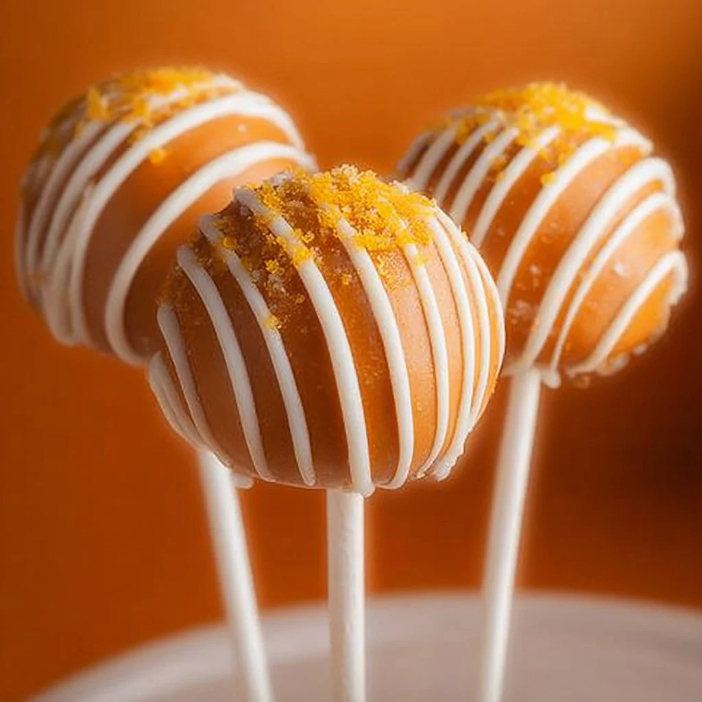 Delicious Orange Cream Cake Pops on a festive background