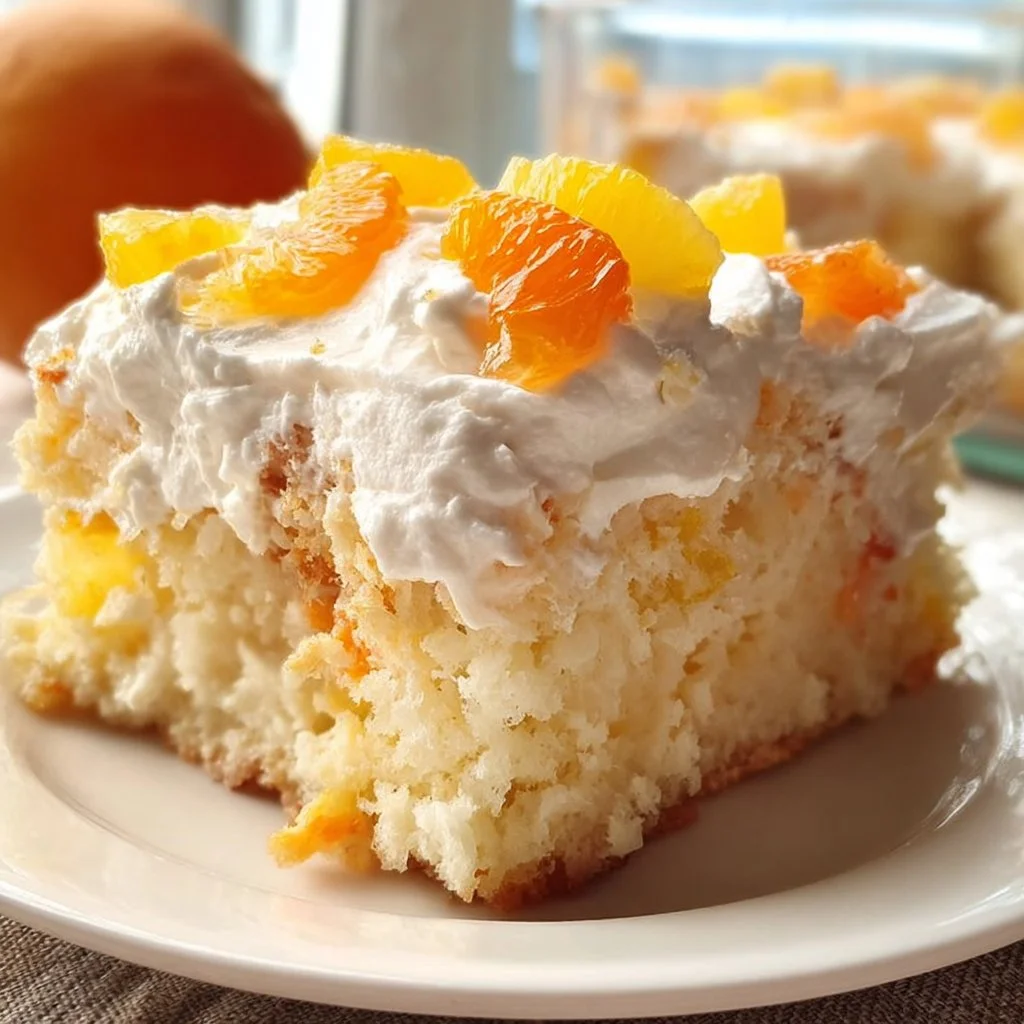 Delicious Orange Pineapple Cake with vibrant citrus frosting and tropical garnishes