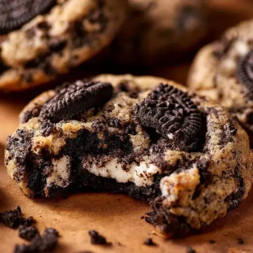 Oreo Cheesecake Cookies with cream cheese and crushed Oreos