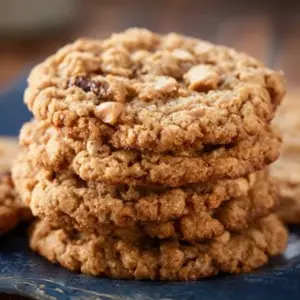 Delicious homemade Peanut Butter Oatmeal Cookies on a baking tray