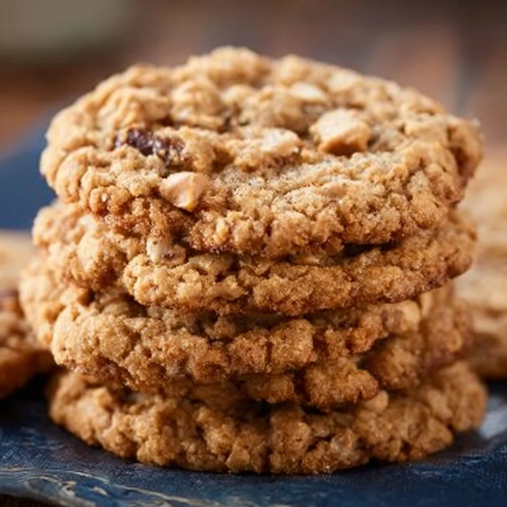 Delicious homemade Peanut Butter Oatmeal Cookies on a baking tray