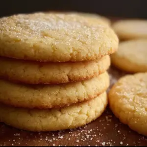 Freshly baked sourdough sugar cookies on a baking tray