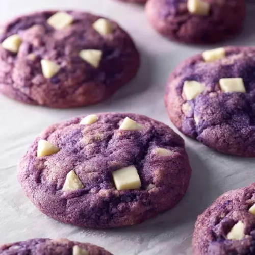 Delicious homemade ube cookies ready to be served.