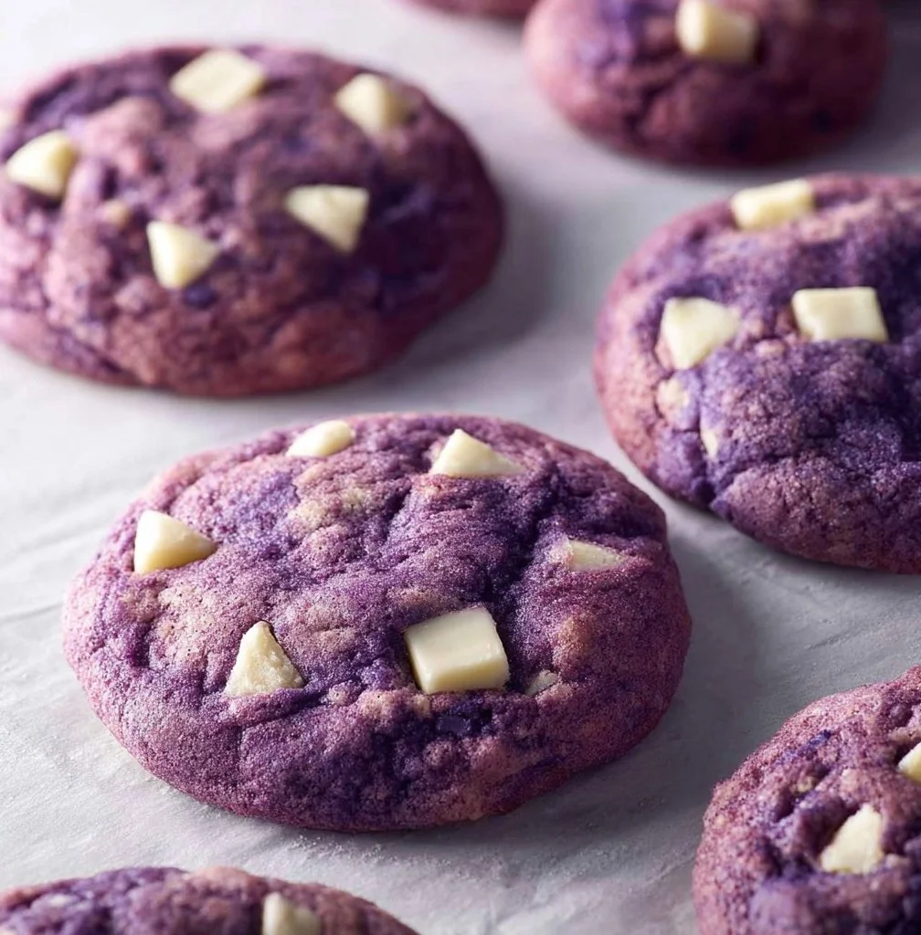 Delicious homemade ube cookies ready to be served.